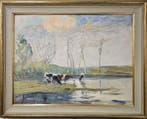 Ferruccio Torraca (1907-?) - Pascolo al lago, Antiek en Kunst