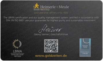 1 gram - Goud .999 - Heimerle + Meule, Germany - Met