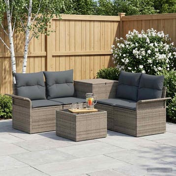 vidaXL Bankstel 6 st 4-Aantal zitplaatsen Grijs en, Tuin en Terras, Verzenden, Nieuw