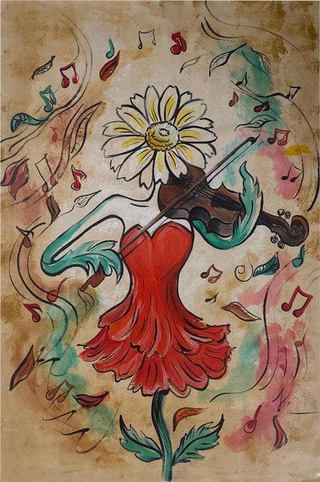 Nguyen T.H (1988) - La Marguerite 90 60 cm - No reserve, Antiek en Kunst, Kunst | Schilderijen | Modern