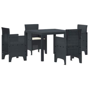 vidaXL Tuin Eettafel Set 5 st Antraciet Polypropyleen, Verzenden, Nieuw