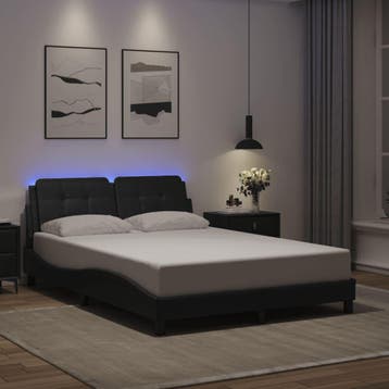vidaXL Bedframe met LED zonder matras Zadar zwart 140x200, Verzenden