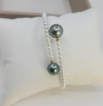 Armband - 18 karaat Geel goud, 9x10mm Peacock Tahiti Parels, Nieuw