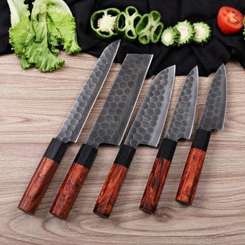 Japanese Style Kitchen Knife SET With Leather BAG Included -