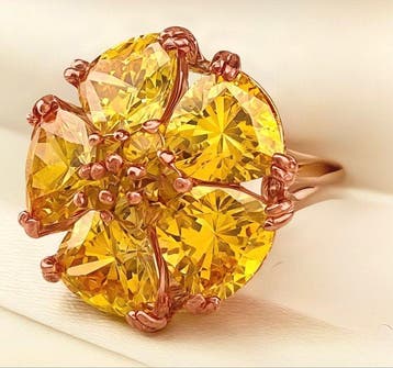 Zonder minimumprijs - Ring - 9 kt. Roségoud, Zilver Topaas, Nieuw
