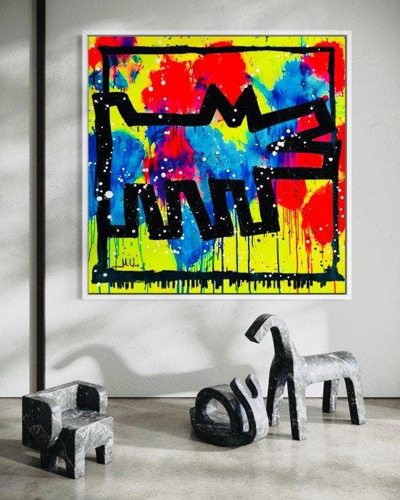 Mikko - Keith Haring Meets Shinohara - XL (NO RESERVE!), Antiquités & Art, Art | Peinture | Moderne