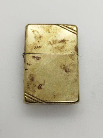 Zippo - Zippo solid brass 1990 with diagonal lines - Zonder, Verzamelen, Nieuw