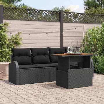vidaXL Tuinbank Set 5 st Zwart, Verzenden, Nieuw