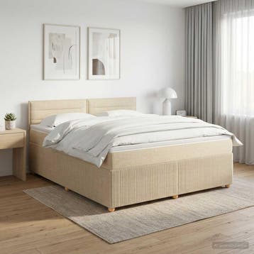 vidaXL Boxspringbed met matras Crèmekleurig 140 x 200 cm, Verzenden