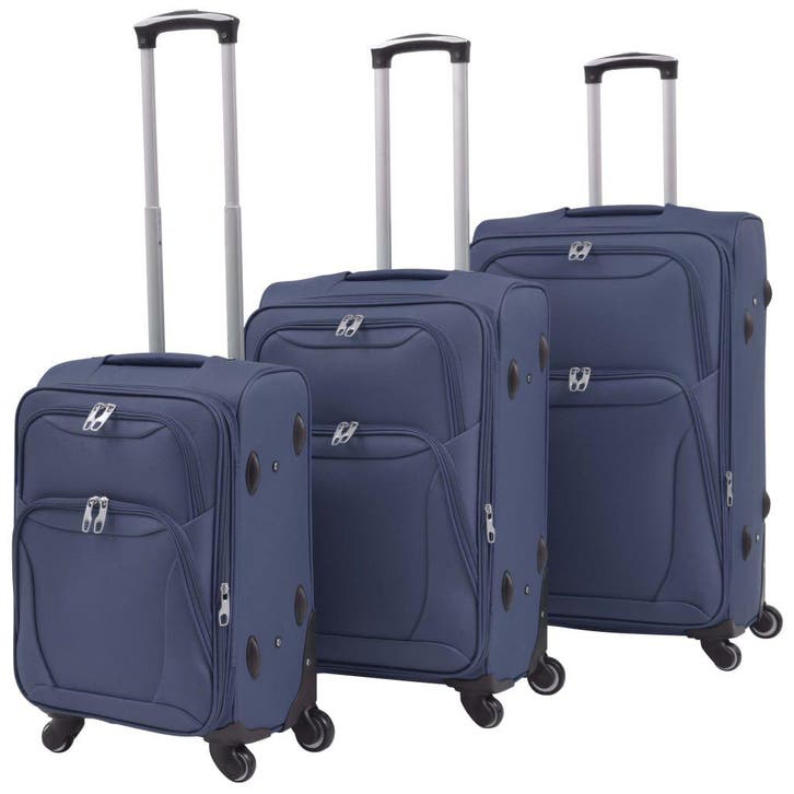 Marineblauw Trolleyset 3-stuk | Retour Deal | Ruimtebespa..., Handtassen en Accessoires, Koffers, 35 tot 45 cm, 70 cm of meer