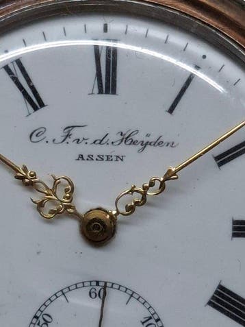 Zakhorloge Zilver C.F. v.d. heijden - Assen - Prachtige klok, Nieuw