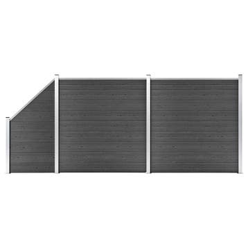 vidaXL Schuttingpanelenset 446x(105-186) cm HKC zwart, Verzenden, Nieuw