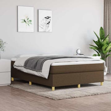 vidaXL Boxspring bed stof donkerbruin 140x200 cm, Verzenden, Nieuw