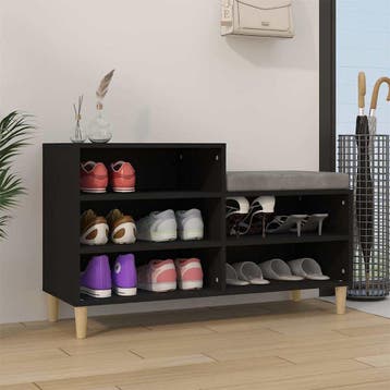 vidaXL Schoenenkast 102x36x60 cm bewerkt hout zwart, Verzenden, Nieuw