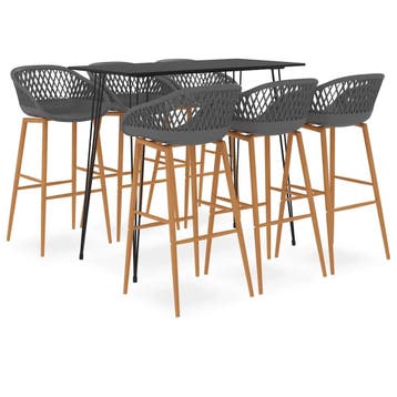 vidaXL 7-delige Barset zwart en grijs, Huis en Inrichting, Verzenden, Nieuw