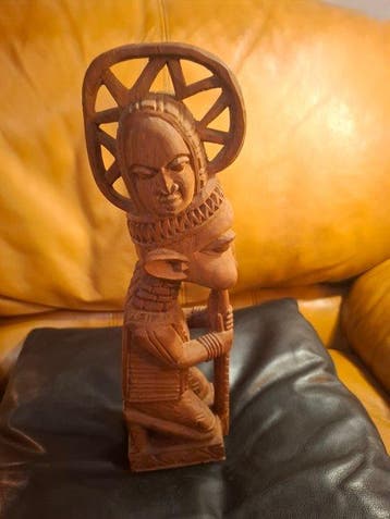 Vintage 1987 Signed A.A. FAKEYE Yoruba Wood Carving – Esu