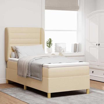 vidaXL Boxspring bed met matras met hoofdeinde Crème 200 x, Verzenden