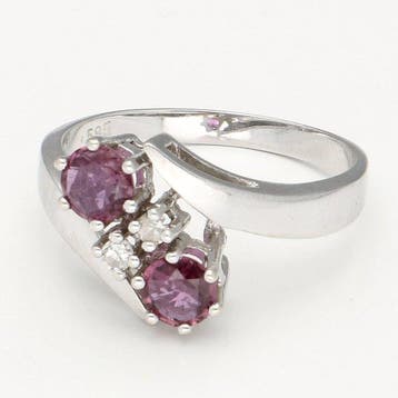 Ring - 14 karaat Witgoud Robijn - Diamant, Nieuw