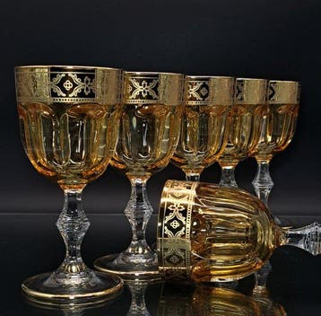 Artemisia - Drinkset (6) - Kristal, goud 24 karaat