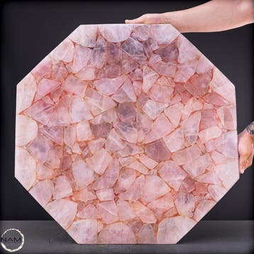 Dessus de table en quartz rose – plaque unique et massive en