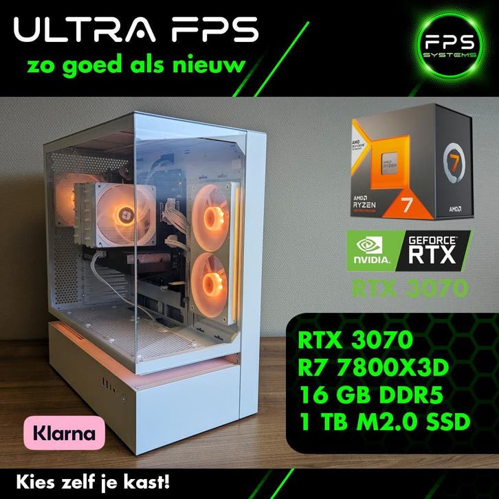 Game PC Ryzen 7 7800X3D – RTX 3070 – 16GB – 1 TB m2.0 SSD, Computers en Software, Desktop Pc's, 3 tot 4 Ghz, SSD, Met videokaart