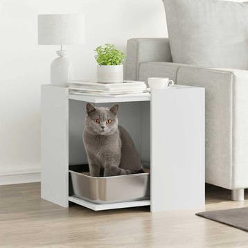 vidaXL Kattenbakomheining Wit 53 x 53 x 51 cm Bewerkt hout, Verzenden