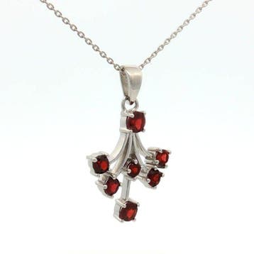 Zonder minimumprijs - Hanger Zilver - 1.60ct. tw. Granaat -