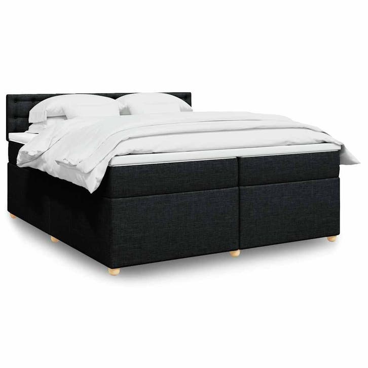 vidaXL Boxspring met matras stof zwart 200x200 cm, Huis en Inrichting, Slaapkamer | Bedden, Nieuw, Verzenden