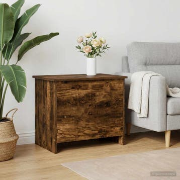 vidaXL Opbergkist Gerookt eiken 60 x 40 x 50 cm Bewerkt hout, Verzenden