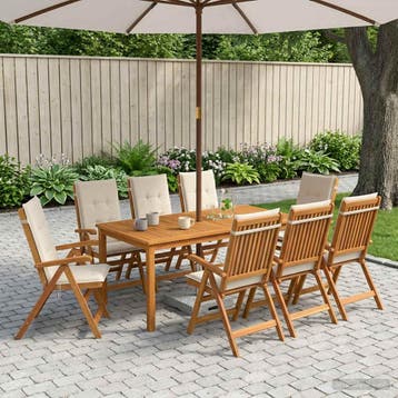 vidaXL 9-delige tuindinset 9 st Naturel Massief Acacia Hout, Tuin en Terras, Verzenden, Nieuw