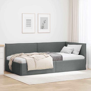 vidaXL Hoek Bed Frame met hoofdeinde Donkergrijs 100 x 200, Verzenden, Nieuw