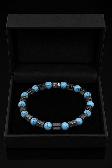 Bracelet élégant en turquoise, howlite et hématite -