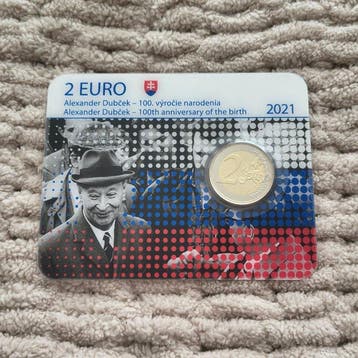 Slowakije. 2 Euro 2021 Alexander Dubcek - Signed by the