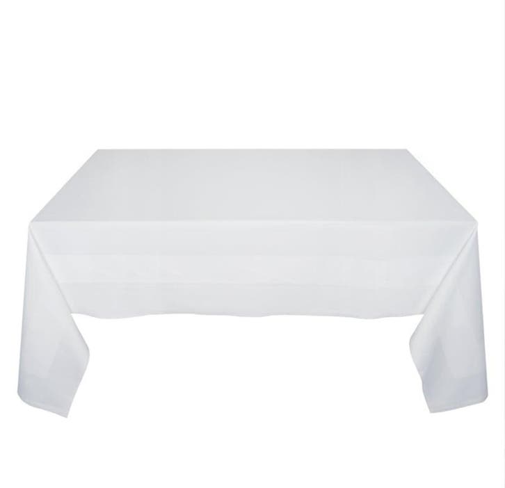 Tafelkleed Wit 140x240cm Met Ingeweven Satijnband - Treb Cla, Huis en Inrichting, Keuken | Textiel, Tafelkleed of Tafelzeil, Overige kleuren