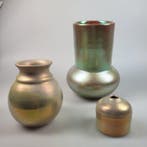 Mobach Utrecht - Joke Stroes - Vase (3) - Grès - Lustre doré, Antiek en Kunst