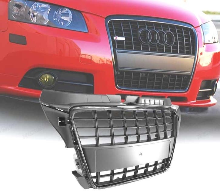 CALANDRE AUDI A3 8P 08-12 LOOK S LINE NOIR BRILLANT, Auto-onderdelen, Carrosserie, Verzenden