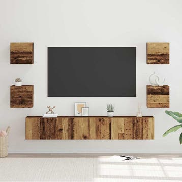vidaXL Tv-meubelset 7 st Oud Hout Bewerkt hout, Verzenden, Nieuw