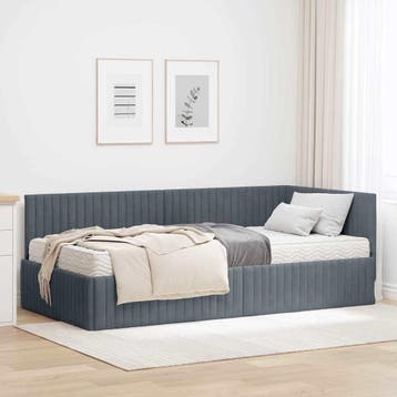 vidaXL Hoekbedframe met Matras met hoofdeinde 2 pcs Grijs, Verzenden, Nieuw