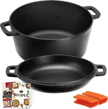 Overmont 5L Dutch Oven | Retour deal | Sla je slag, Verzenden, Zo goed als nieuw, Gietijzer