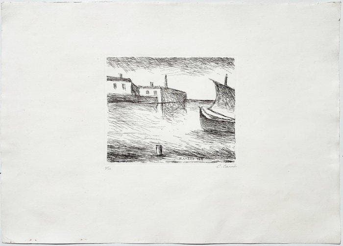 Carlo Carrà (1881-1966) - Venezia, Antiquités & Art, Antiquités | Autres Antiquités