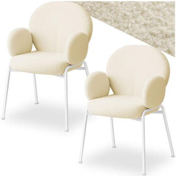 Stoel Scandi gestoffeerd, bouclé stof - crème, Set van 2, Verzenden