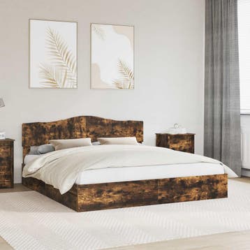 vidaXL Opbergbed met lade Rook Eiken 180 x 200 cm Bewerkt, Verzenden