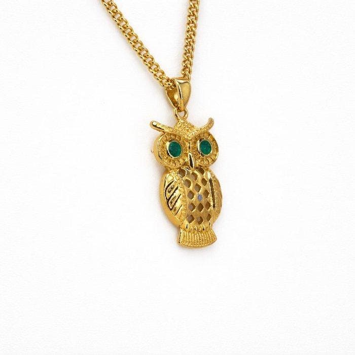 Zonder minimumprijs - Halsketting Verguld Smaragd - Diamant, Handtassen en Accessoires, Kettingen