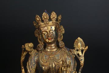 This is a very precious crowned Green Tara statue, 30 cm