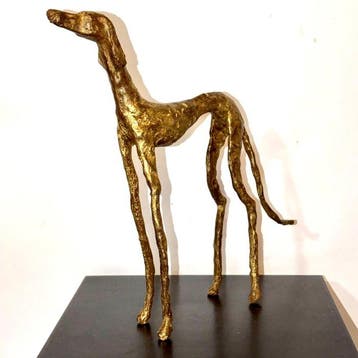 Abdoulaye Derme - sculptuur, Chien Lévrier élancé - 33.5 cm, Antiquités & Art