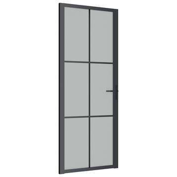 vidaXL Binnendeur 83x201,5 cm matglas en aluminium zwart, Verzenden