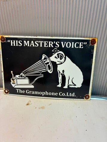 His Master’s Voice – The Gramophone Co. – Emaille, Antiquités & Art