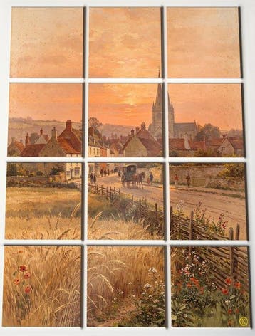 Kleury.art - [XL Ceramic Tiles Composition] Golden Sunset