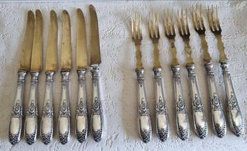 Bestekset voor 12 personen - Zilver, Verguld, Messing