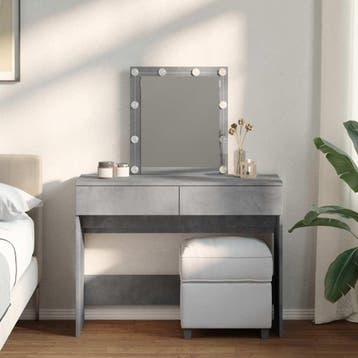 vidaXL Kaptafel met LED-verlichting 100x40x130 cm betongrijs, Verzenden